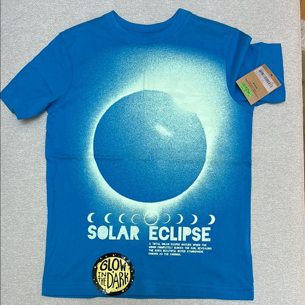 Lands' End Blue Short Sleeve Tee with Solar Eclipse Graphic